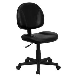Emma + Oliver - Mid-Back Leather Swivel Ergonomic Task Office Chair with Back Depth Adjustment - Black