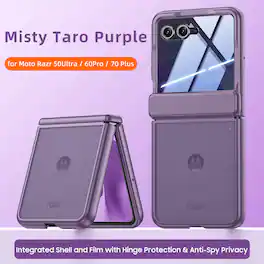 Dteck - Matte Hard PC Case Hinge Protection Cover For Motorola Razr (2026/2025/2024) with Built-in Screen Protector - Purple(Privacy Film)