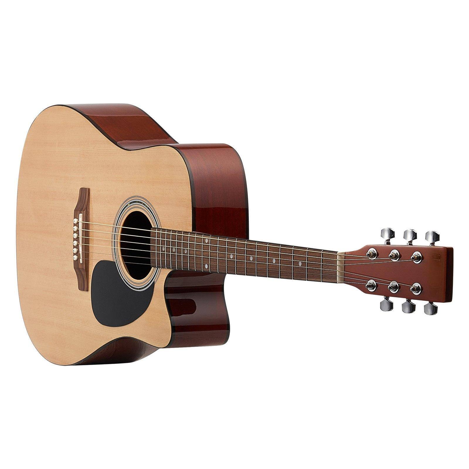 Alt View 10. Glintex - 41" Cutaway Acoustic Guitar, Solid Spruce Top, 6-String, Beginner Pack with Gig Bag, Tuner, Capo, Picks, Strap - Natural.