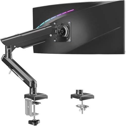 Hirose Alice - Single Monitor Desk Mount 13-32 Inch Adjustable Gas Spring Arm Computer Display Stand Holder With Clamp And G - Black