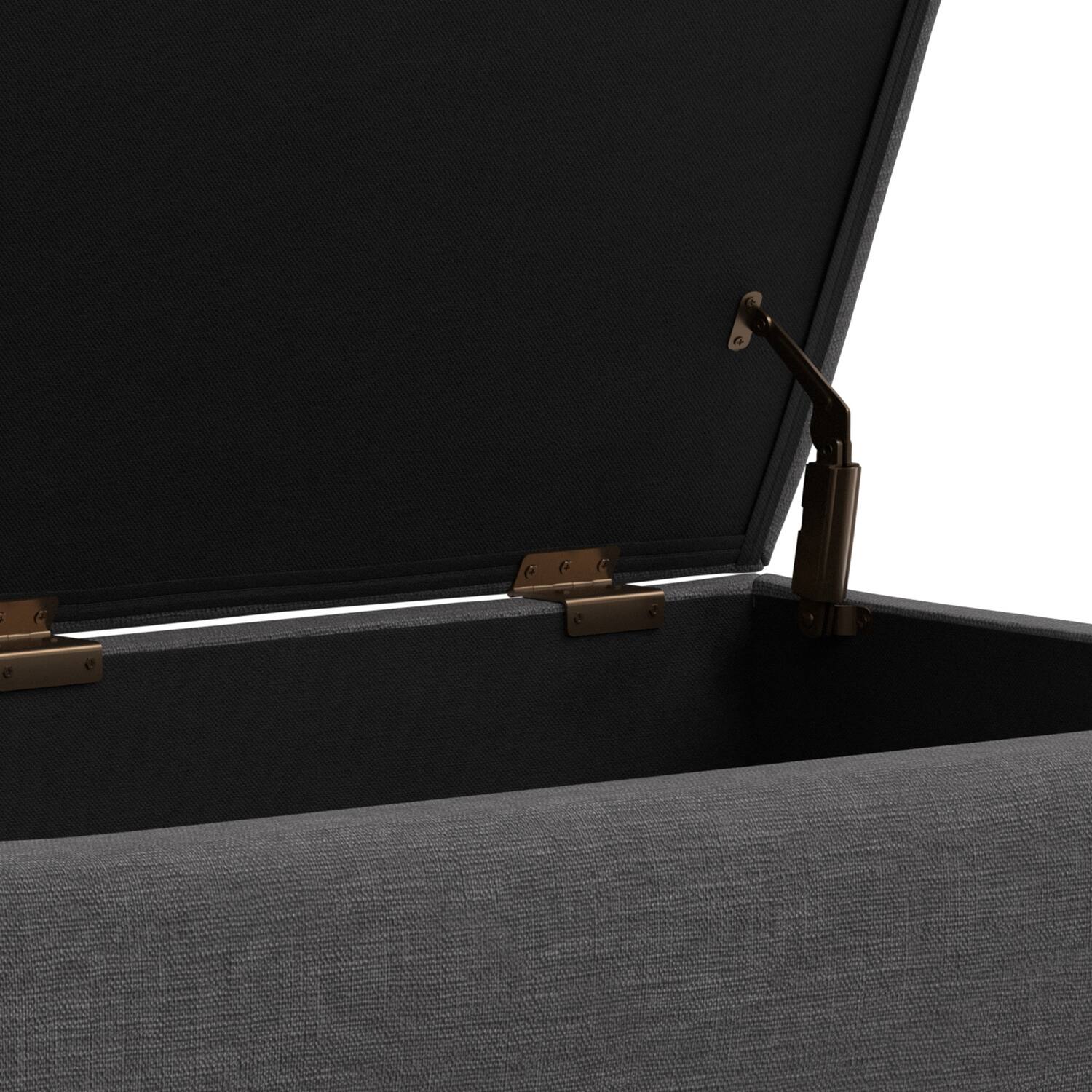 Alt View 4. Simpli Home - Rebecca 36 inch Wide Rectangular Coffee Table Storage Ottoman with Lift Up Lid in Slate Grey Polyester linen Look - Slate Grey.