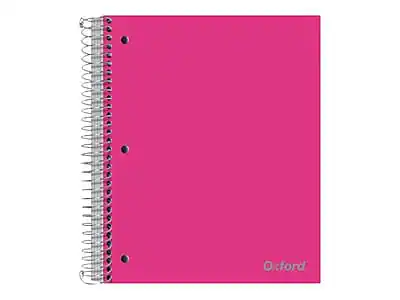 Front. Oxford - Oxford 5-Subject Notebooks, 8.5" x 11", College Ruled, 200 Sheets, Color chosen at random (10588) - Assorted.