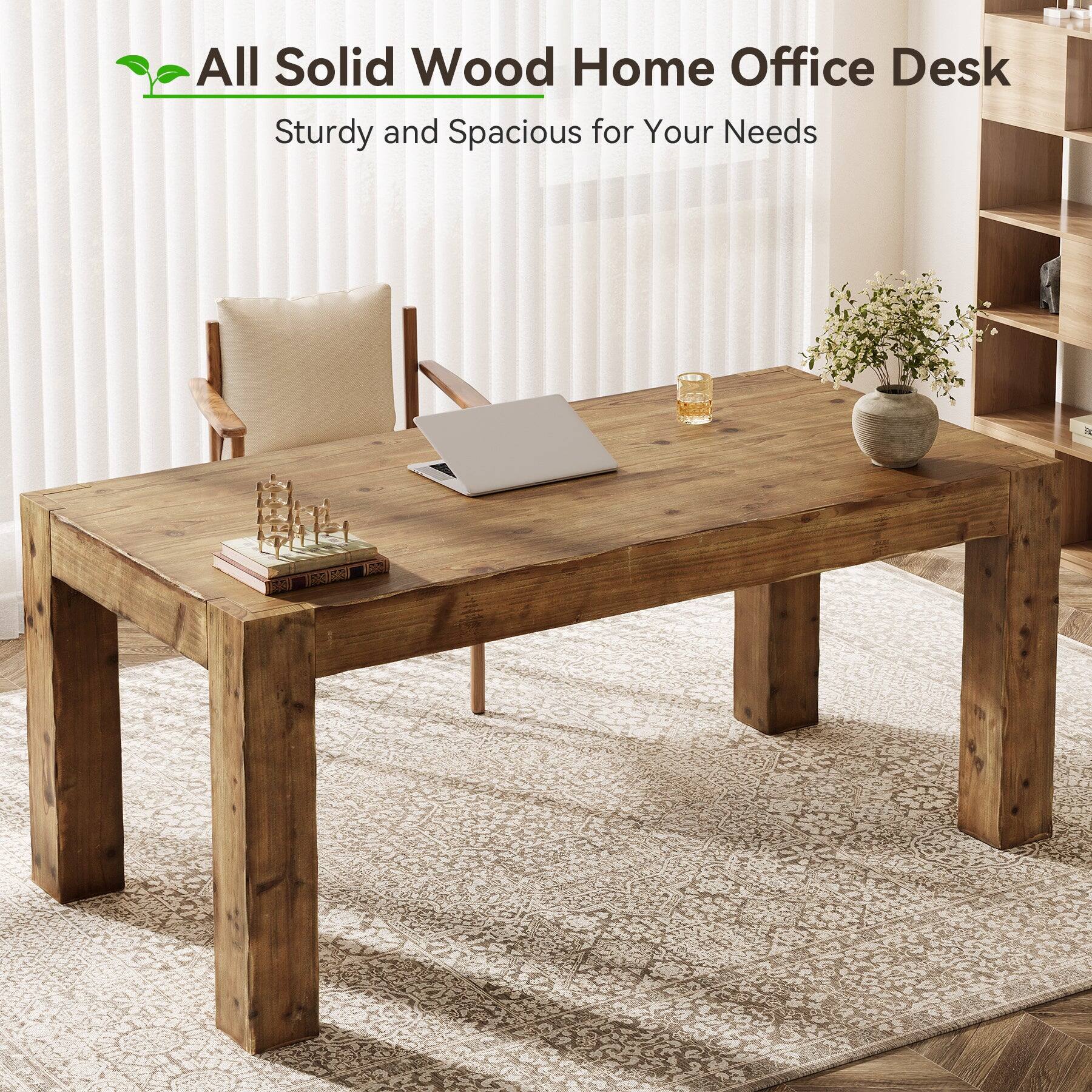 All Solid Wood Home Office Desk  
Sturdy and Spacious for Your Needs
