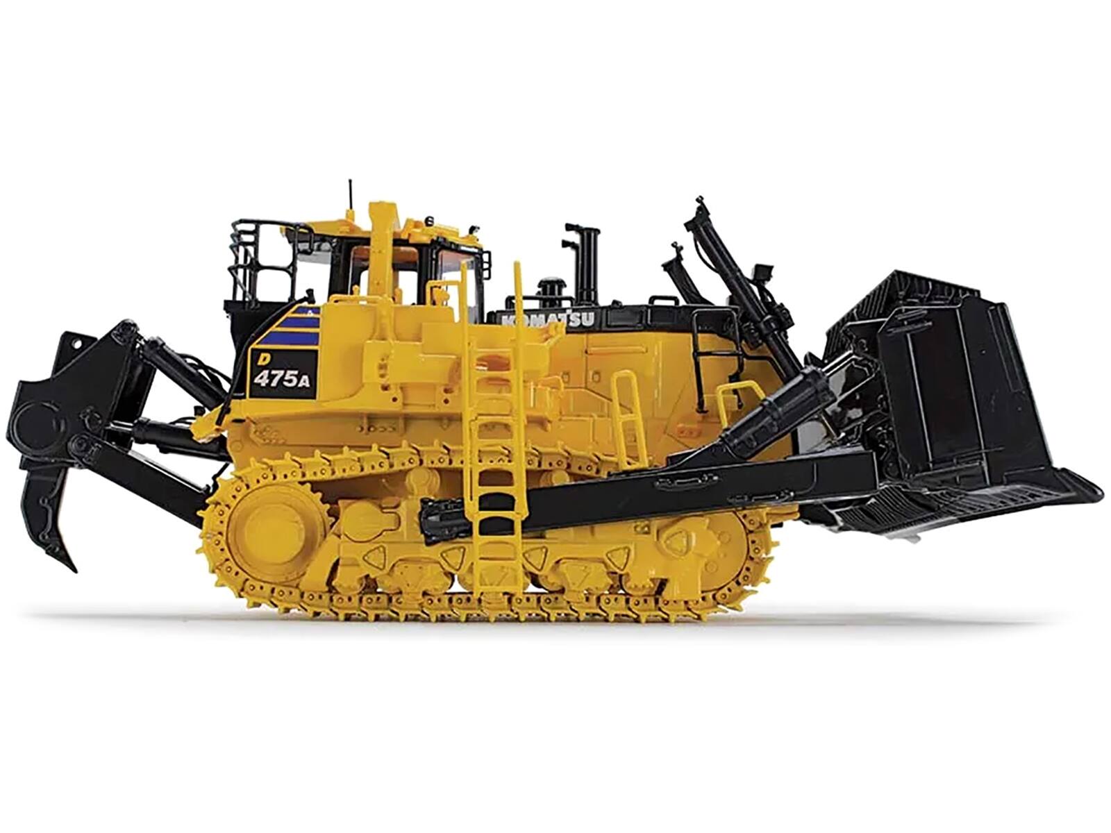Angle. First Gear - Komatsu D475A-8 Dozer with Ripper Yellow 1/50 Diecast Model by First Gear - Yellow .