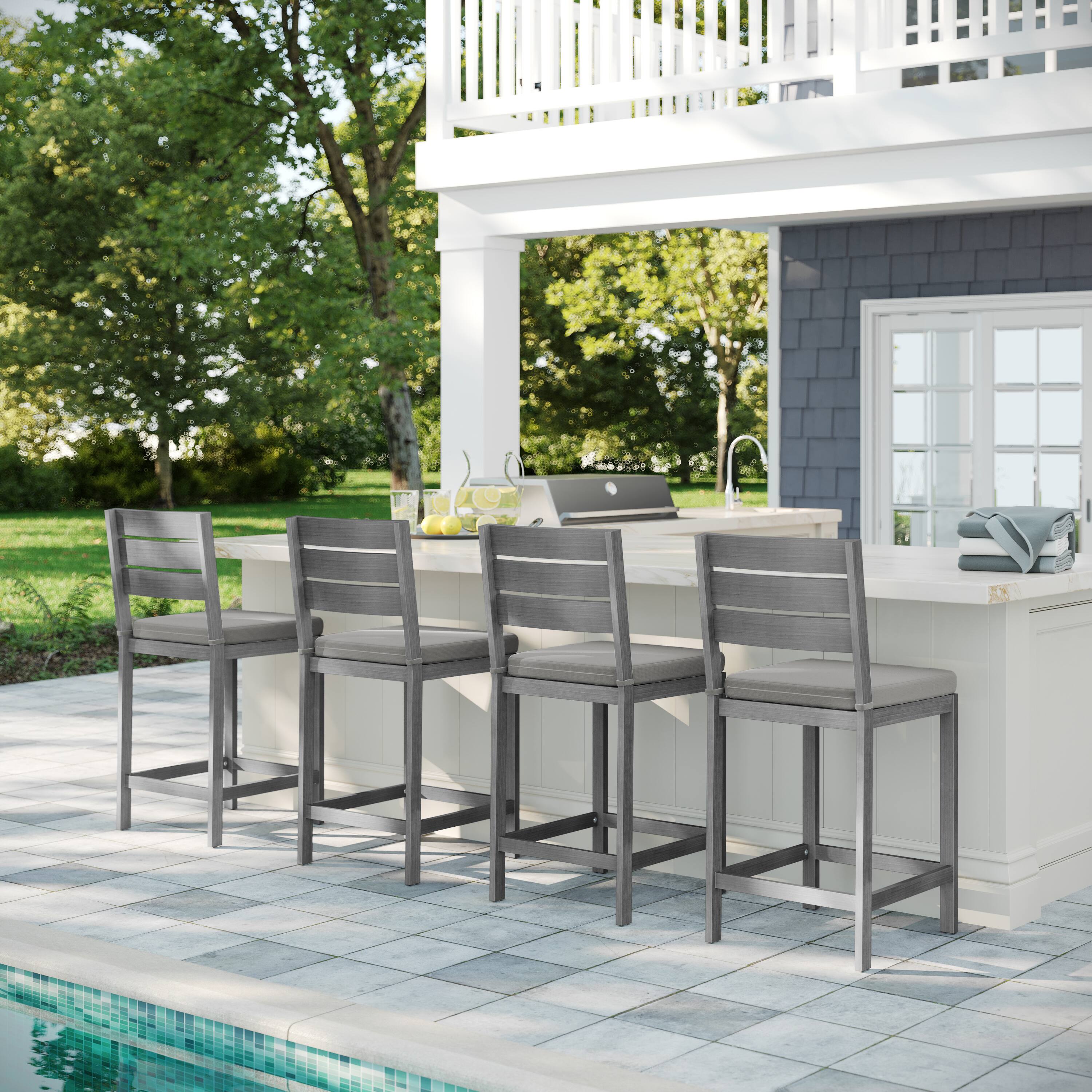 Alt View 4. Martha Stewart - Bedford 2PK All-Weather Patio Bar Stools with Seat Cushions - Gray.