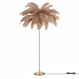FINEAK - Rose Gold Feather Floor Lamp:Modern Funky Arc Tall Standing Lamp,Bright LED Bulbs Included - Brown