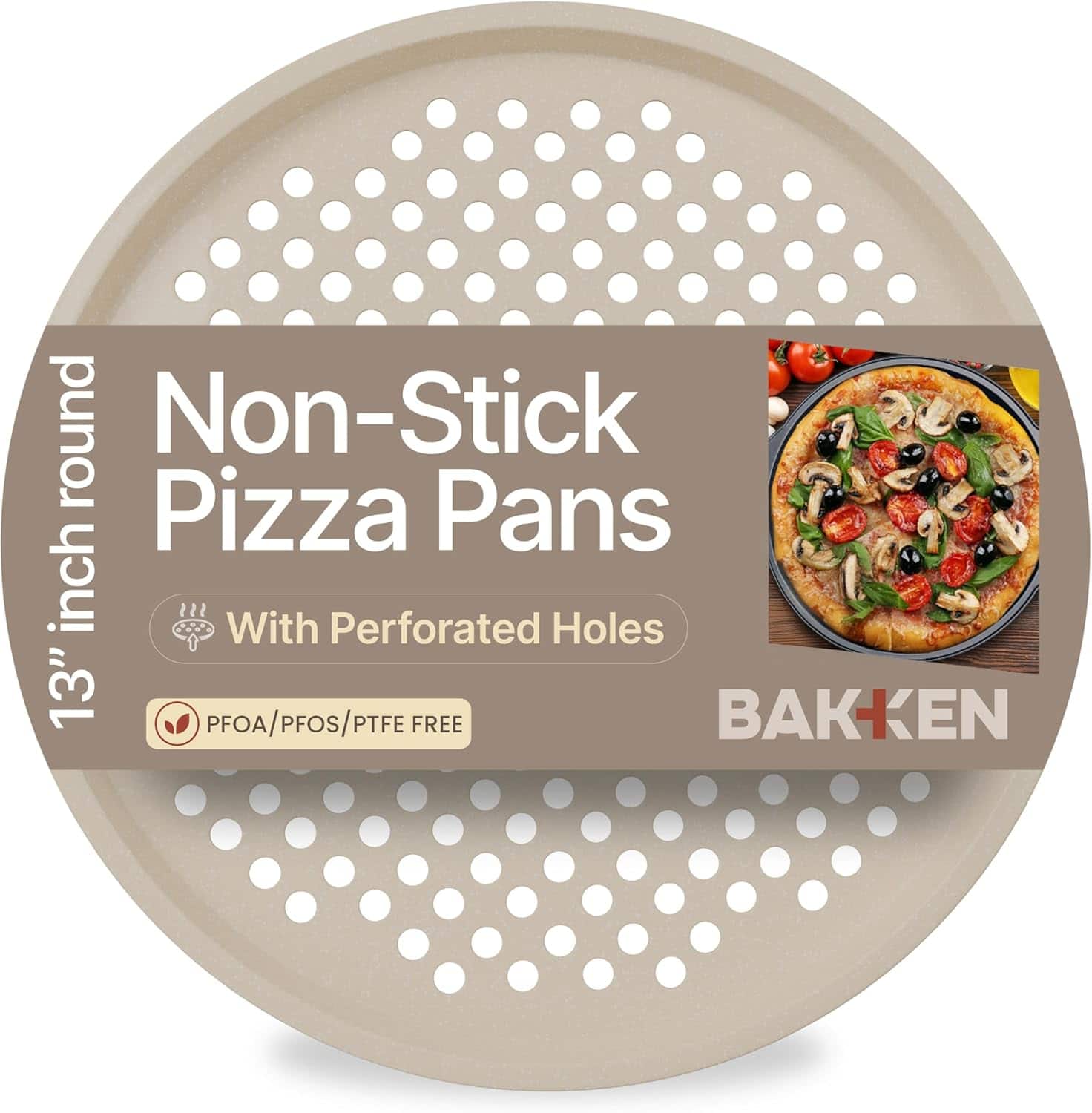Bakken- Swiss - Bakken Round Pizza Pan – Perforated Carbon Steel, Non-Stick Marble Coating, Silicone Handle, Dishwasher Safe - White price history on PriceWatchPro