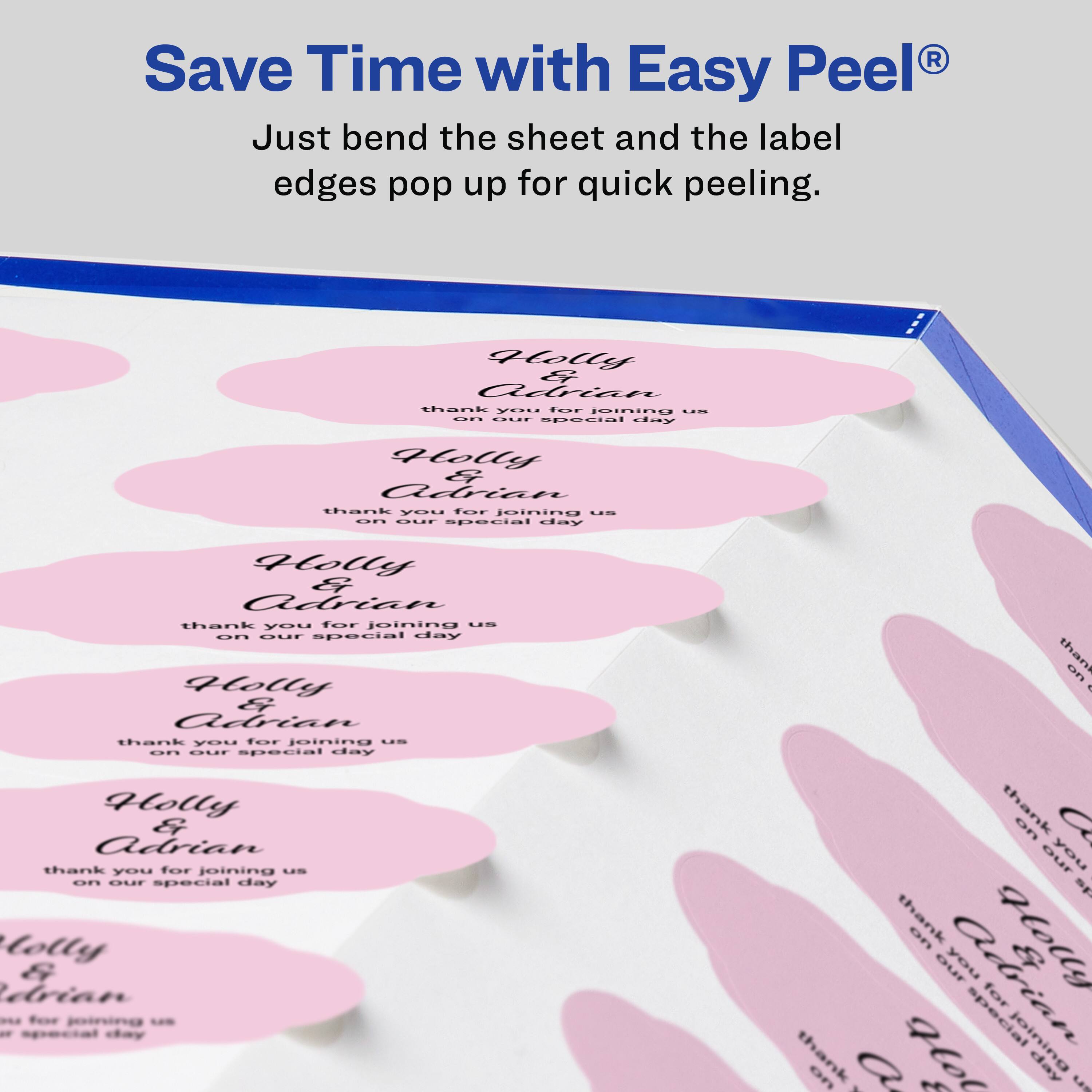 Save Time with Easy Peel®  
Just bend the sheet and the label edges pop up for quick peeling.

Holly & Adrian  
thank you for joining us on our special day