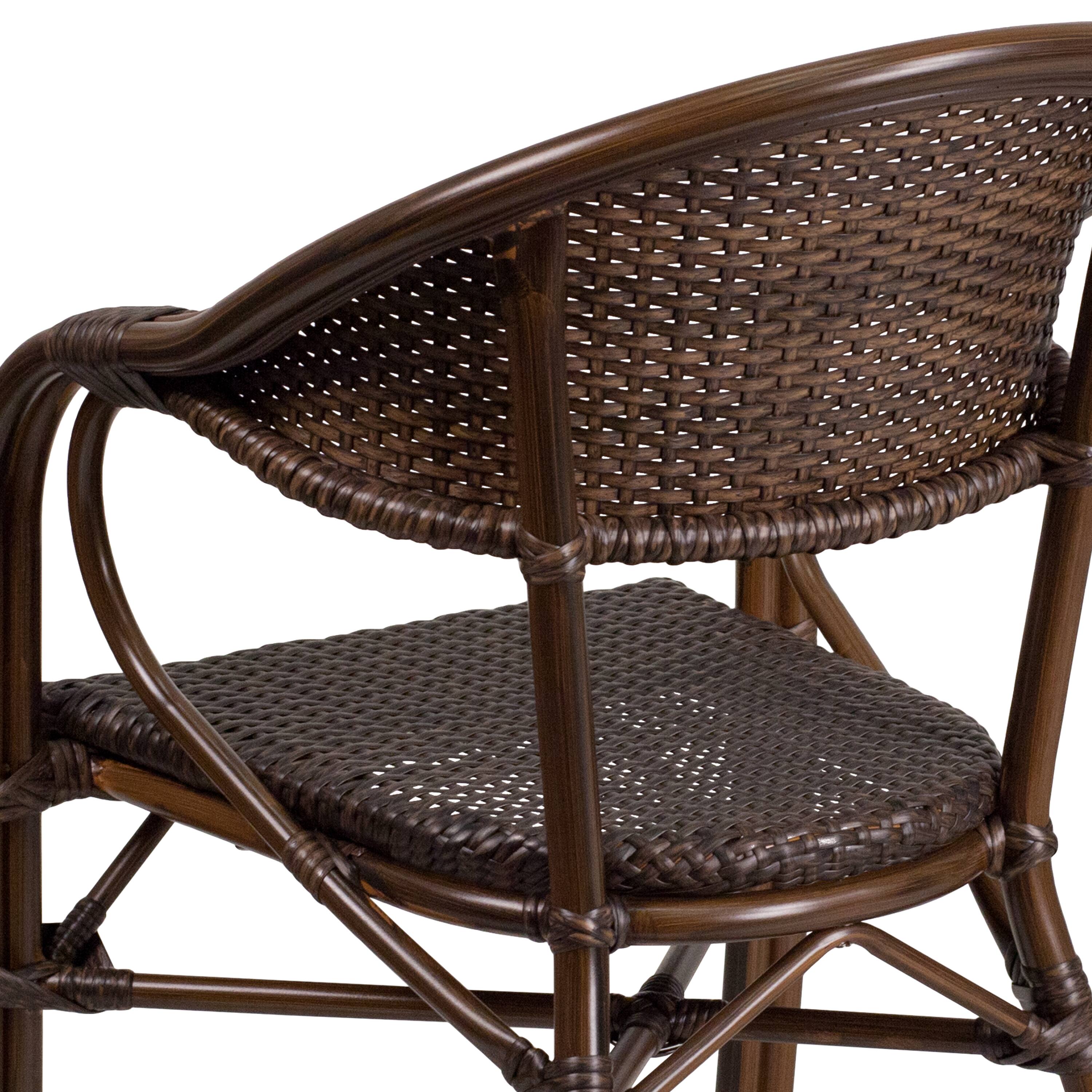 Alt View 9. Emma + Oliver - Rattan Restaurant Patio Bamboo-Aluminum Frame Chair with Open Back - Cocoa Rattan/Bamboo-Aluminum Frame.