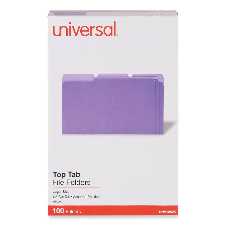 Universal Deluxe Colored Top Tab File Folders, 1/3 Cut Tabs: Assorted ...
