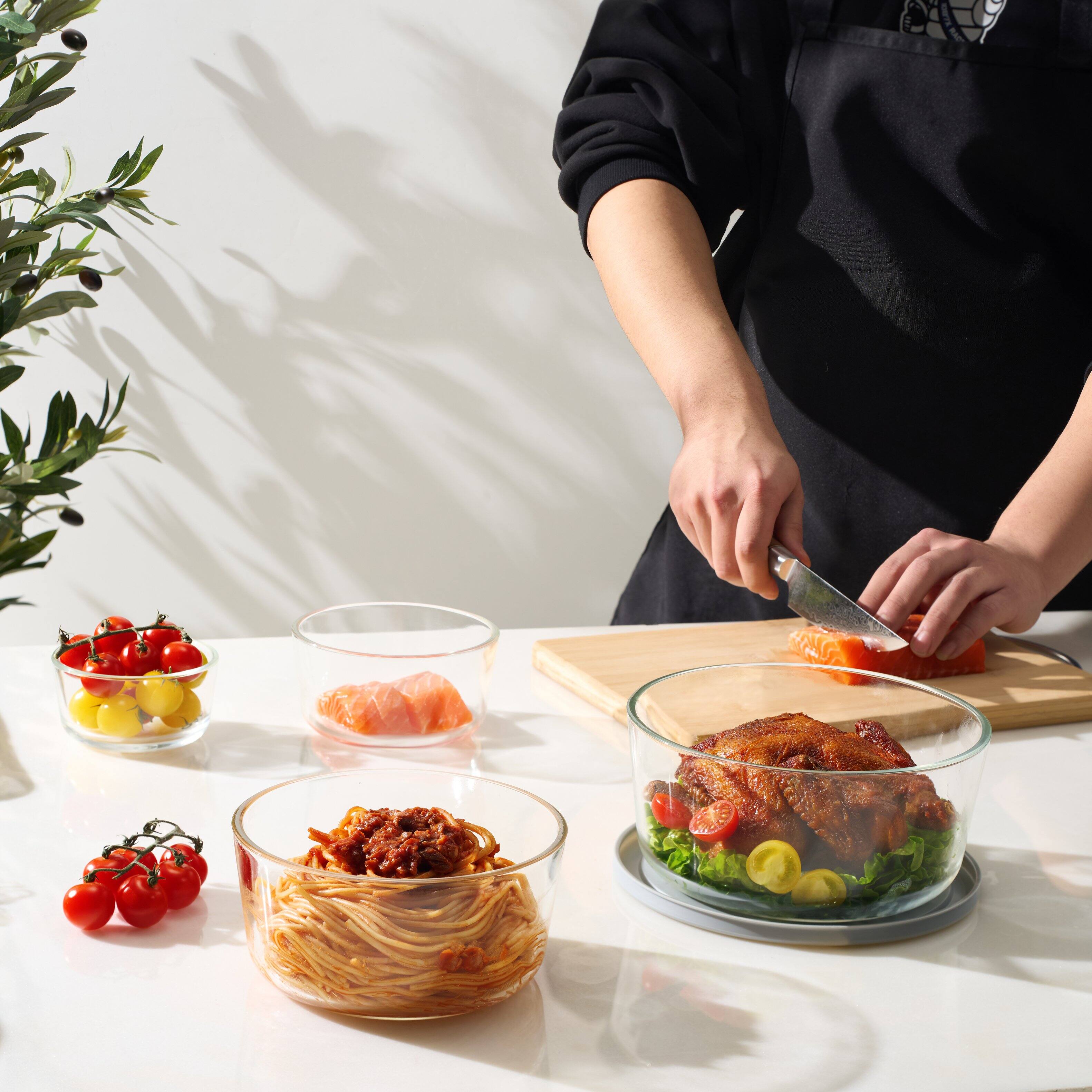 Left. Sorbus - 4 Pack Glass Meal Prep & Food Storage Containers with Airtight Lids Microwave & Freezer Safe - Clear.