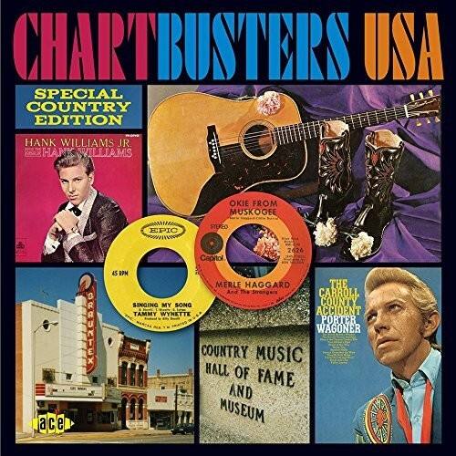 CHARTBUSTERS USA  
SPECIAL COUNTRY EDITION  

HANK WILLIAMS JR.  
HANK WILLIAMS  
OKIE FROM MUSKOGEE  
EPIC STEREO  

MERLE HAGGARD  
AND THE STRANGERS  
SINGING MY SONG  
TAMMY WYNETTE  
PORTER WAGONER  

COUNTRY MUSIC HALL OF FAME AND MUSEUM  

BRRUNTEX 2626 Capitol 45