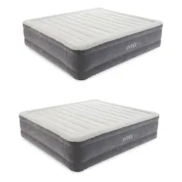 Intex - 18" Inflatable Elevated Air Mattress Bed w/Built In Pump, King (2 Pack) - Blue