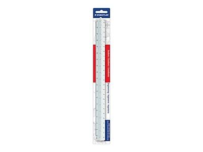 Front. Staedtler - Staedtler Mars Student 12"L Engineer Triangular Scale (987 19-34BK) - White.