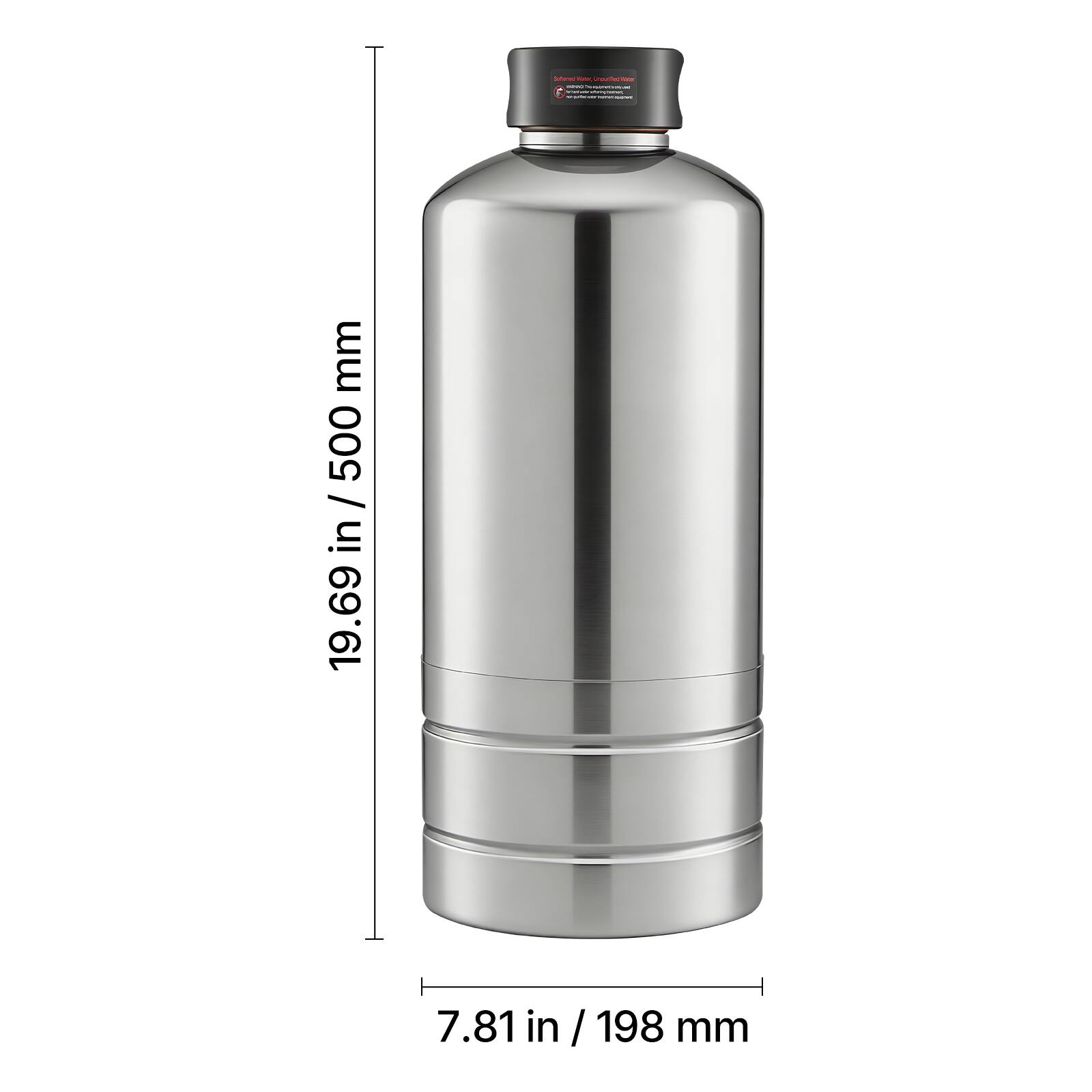 - Height: 19.69 in / 500 mm
- Diameter: 7.81 in / 198 mm