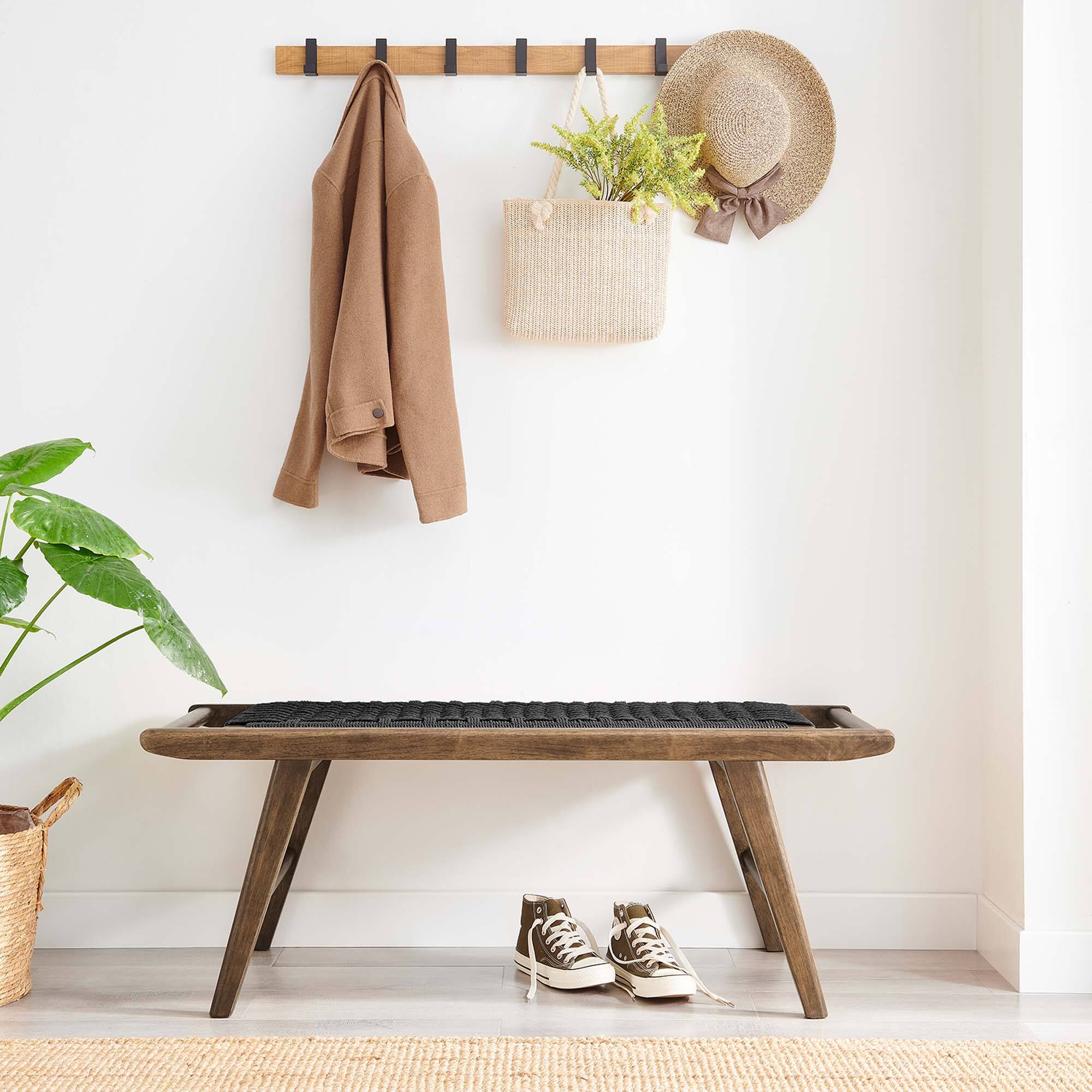 Saoirse 47" Wove Rope Wood Bench by Modway - Walnut Black