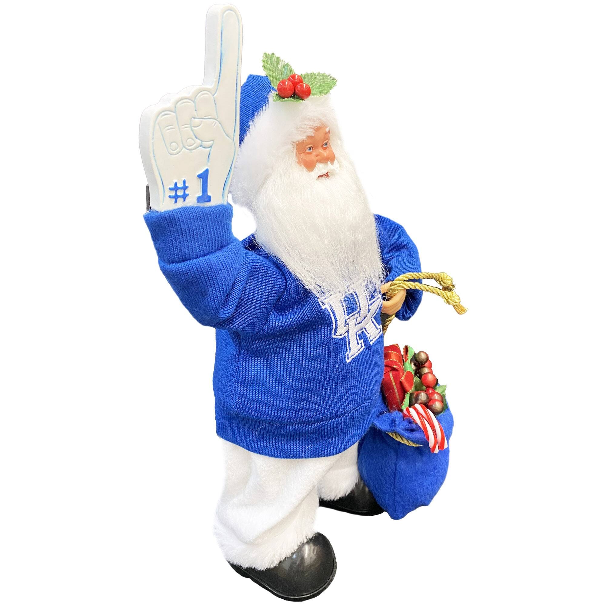 Alt View 3. Santa's Workshop - Kentucky Wildcats 12" Animated Musical Santa - Blue.