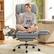 Front. KERDOM - Ergonomic Big Office Leather Chair with Expandable Arms, Reclining Cross Legged Chair with Footrest Wide Seat for Gaming - Grey.