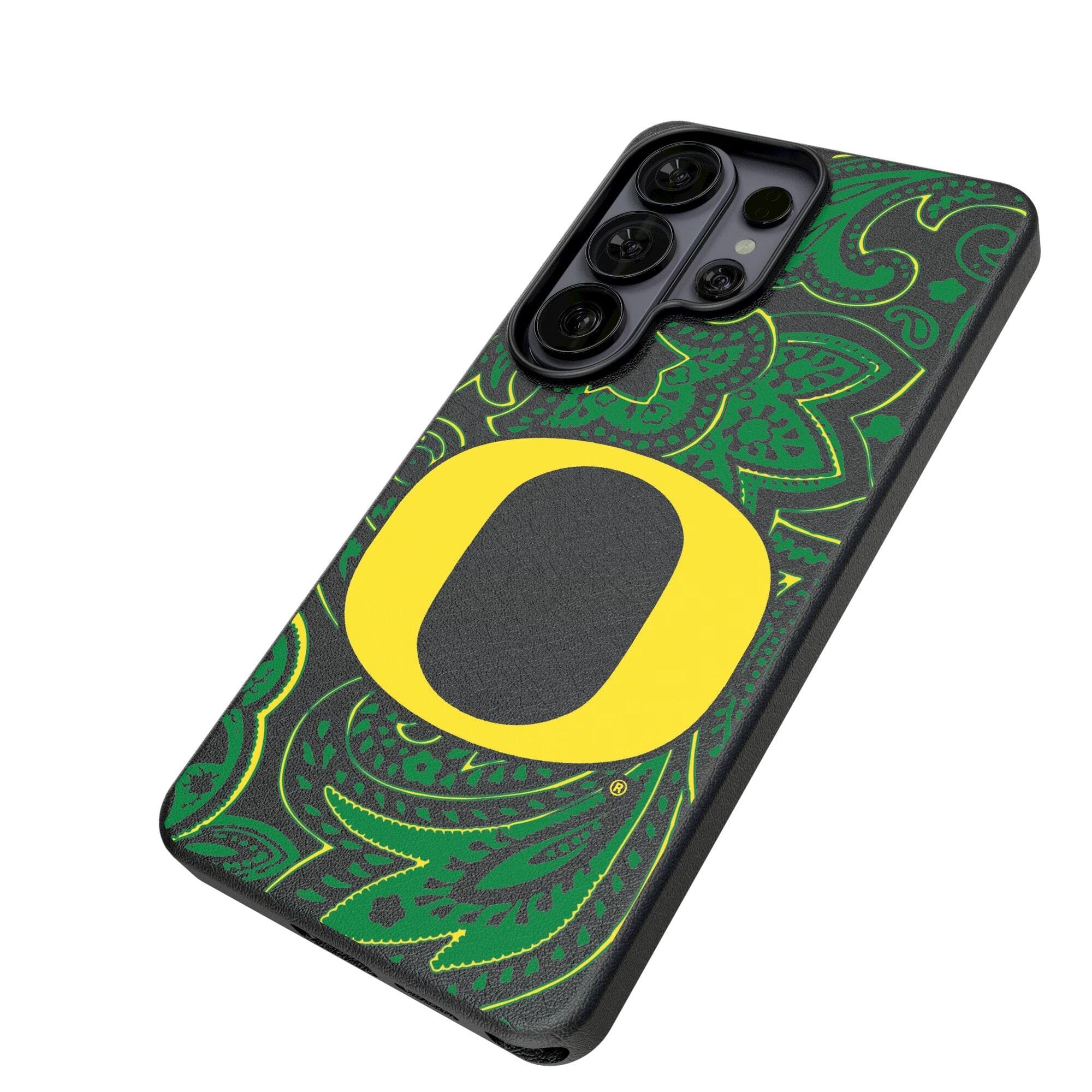 Alt View 1. Keyscaper - Oregon Ducks Paisley Galaxy Magnetic Bump Case - S24 - Black.