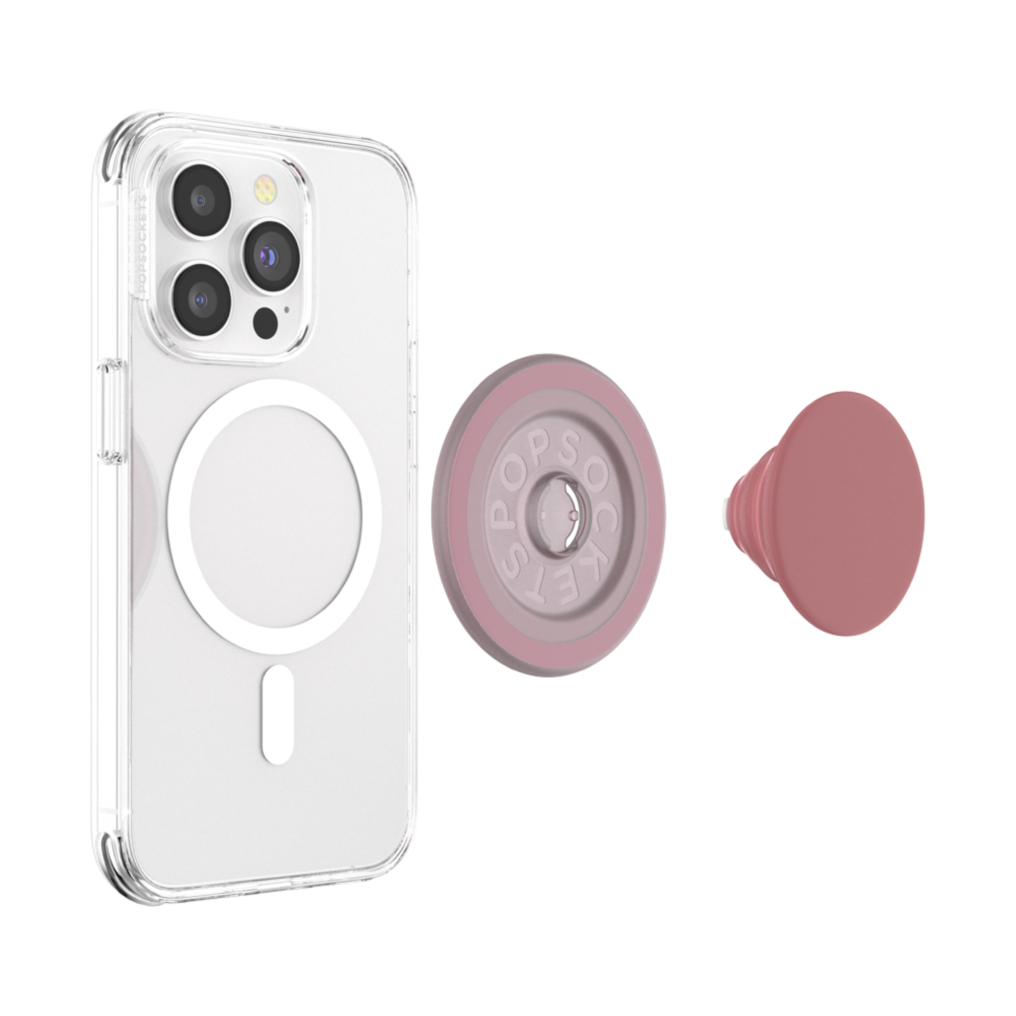 Left. PopSockets - MagSafe PopGrip Universal Magnetic Grip & Stand with Adapter Ring for Cell Phones - Clay.