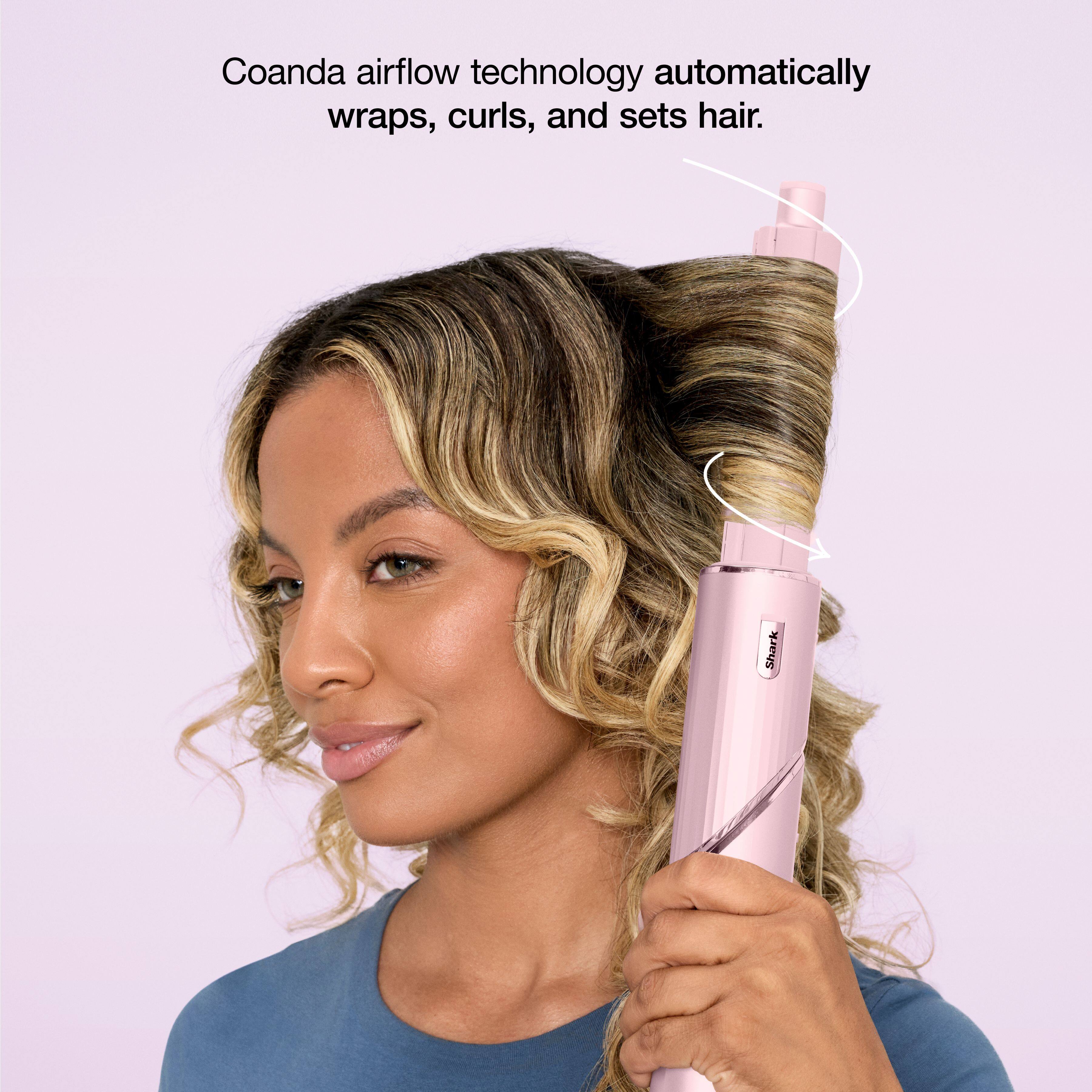 Coanda airflow technology automatically wraps, curls, and sets hair.