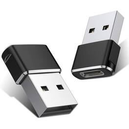 Entronix - USB-A to USB-C Adapter - 2-Pack for iPhone, Android, Tablets, and Laptops - Silver