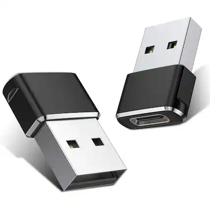 Front. Entronix - Entronix USB-A to USB-C Adapter - 2-Pack for iPhone, Android, Tablets, and Laptops - Silver.