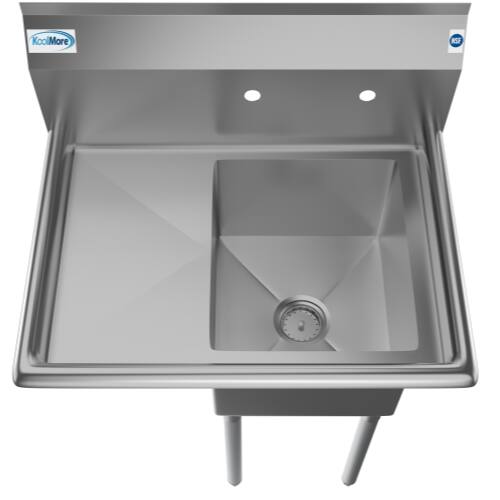 Alt View 1. Koolmore - 29 in. One compartment Stainless Steel  Restaurant Sink with Drainboard, Bowl Size 14" x 16" x 11" - Stainless Steel.