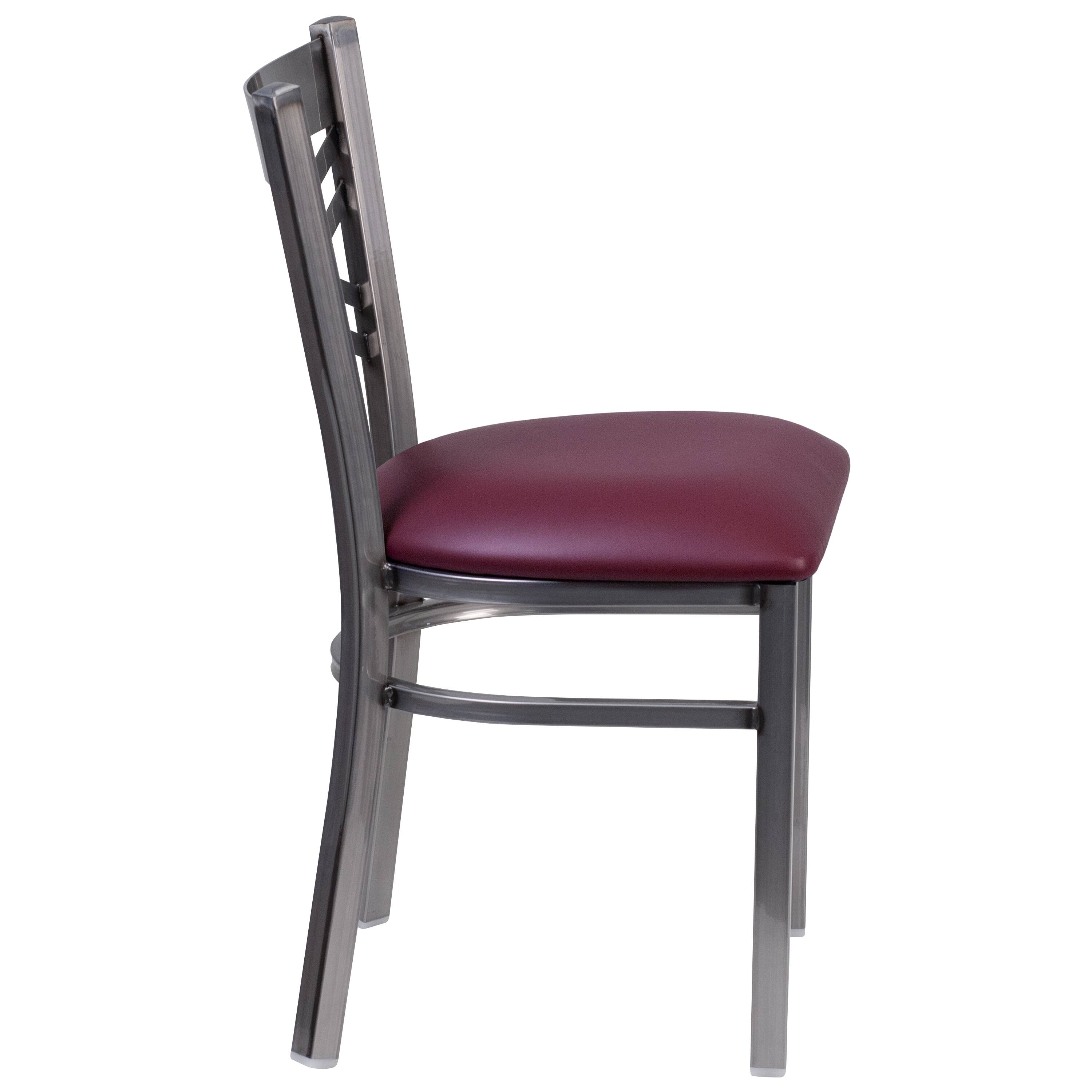 Alt View 5. Emma + Oliver - 2 Pack Clear Coated "X" Back Metal Restaurant Chair - Burgundy Vinyl Seat/Clear Coated Metal Frame.