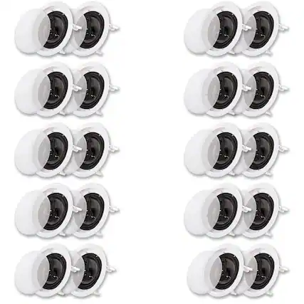 Front. Acoustic Audio by Goldwood - CS-IC63 in Ceiling 6.5" Speaker 10 Pair Pack 3 Way Home Theater Flush Mount - Paintable White.