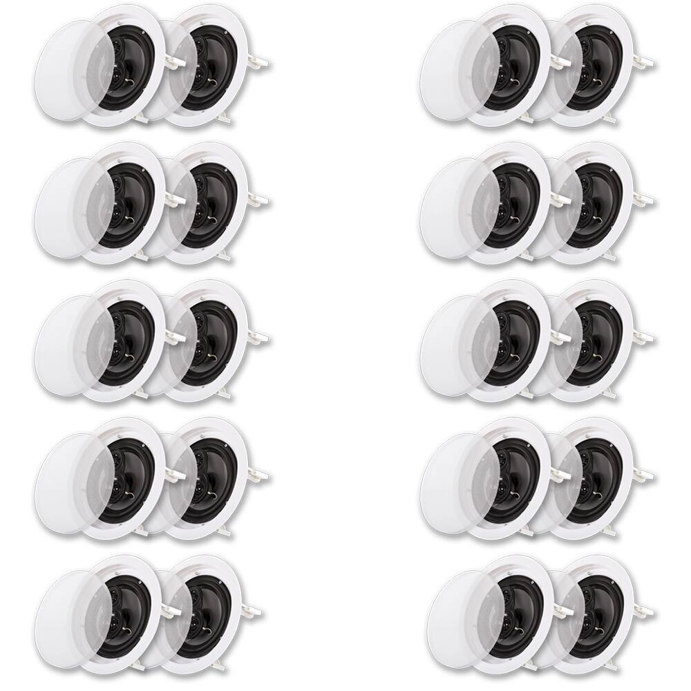 Front. Acoustic Audio by Goldwood - CS-IC63 in Ceiling 6.5" Speaker 10 Pair Pack 3 Way Home Theater Flush Mount - Paintable White.