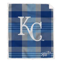 Pegasus - Kansas City Royals 60" x 70" Plaid Steel Royal Plush Sherpa Blanket - Multicolor