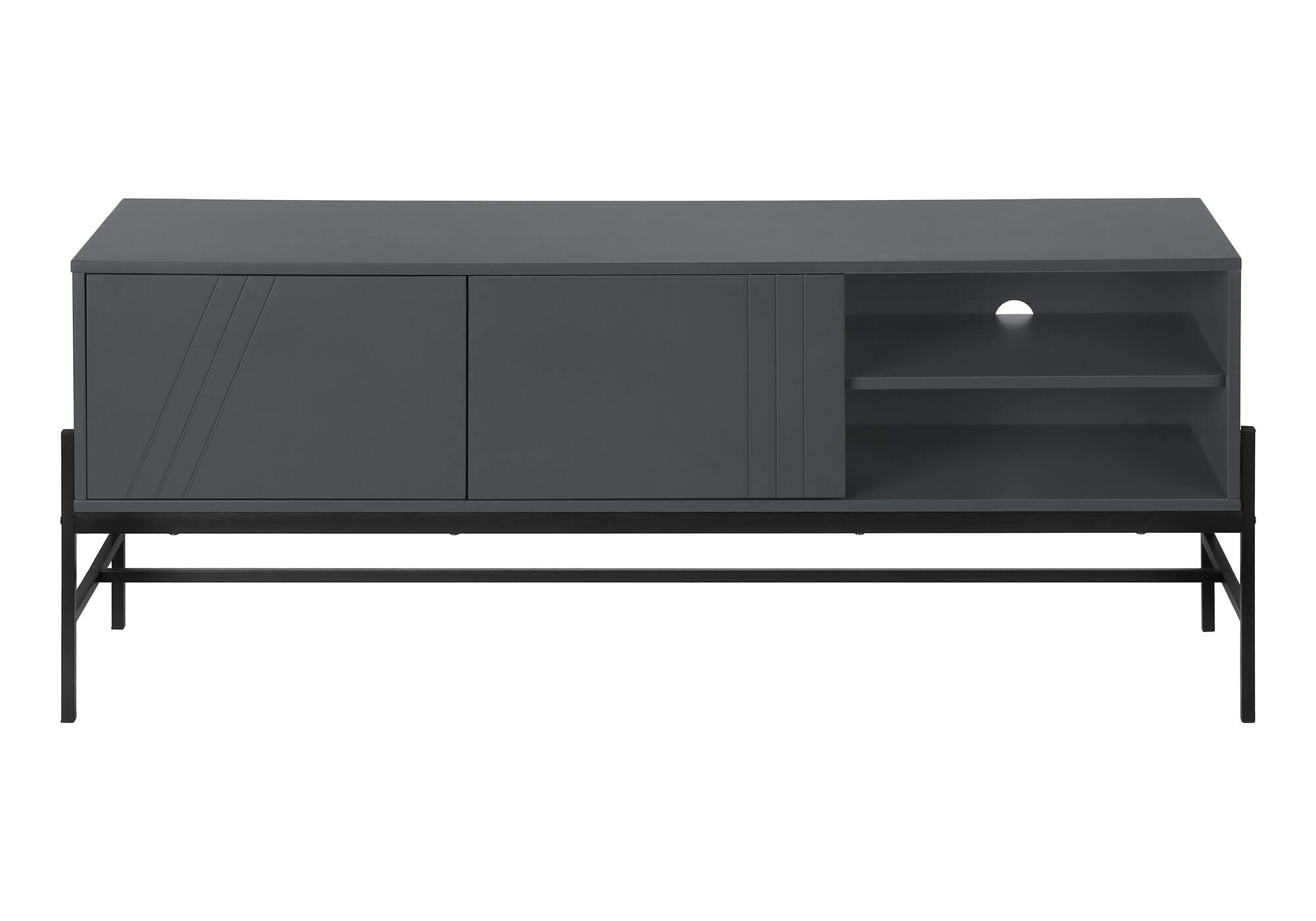 Front. Spaco - Spaco 60" Modern TV Stand, Laminate Media Console with Storage Cabinet, Metal Frame for Living Room, Bedroom - Grey.