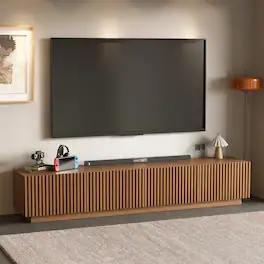 luck idea - 86.61" TV Stand & Media Console, Modern Entertainment Center with Large Storage for Living Room - Walnut Color