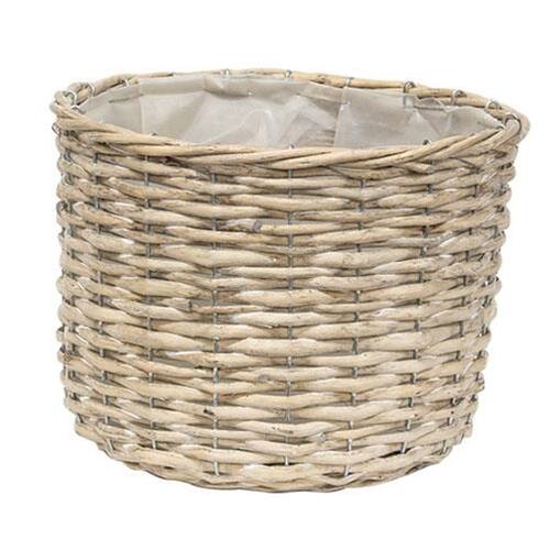 Angle. BreeBe - 3/Set Graywashed Willow Planter Baskets - Natural.