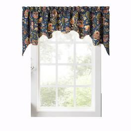Ellis Curtain - Regency Swag Shaped 3" Rod Pocket Valances for Windows 100" x 30" - Navy