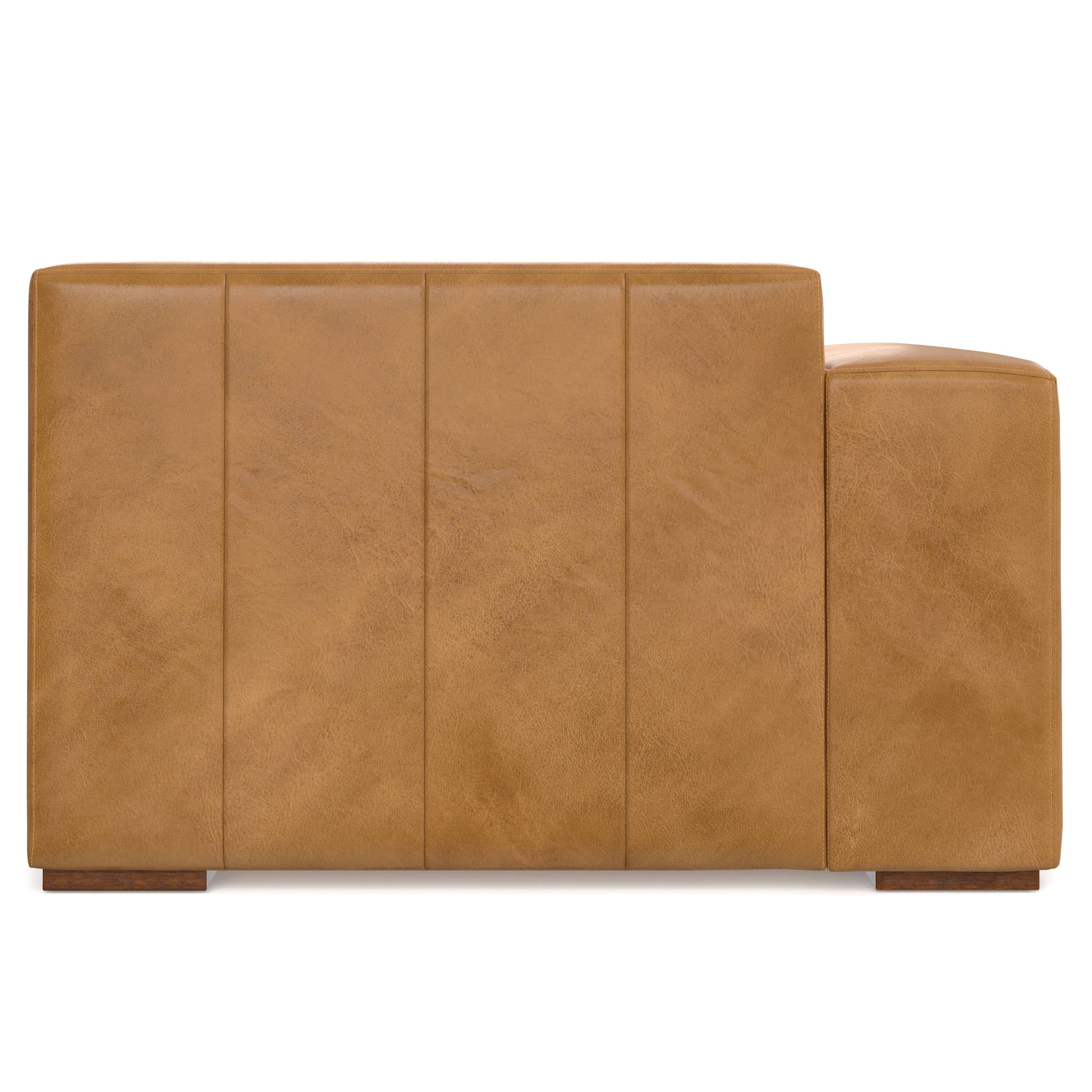 Back. Simpli Home - Rex Left Chaise Sofa Module in Genuine Leather - Sienna.