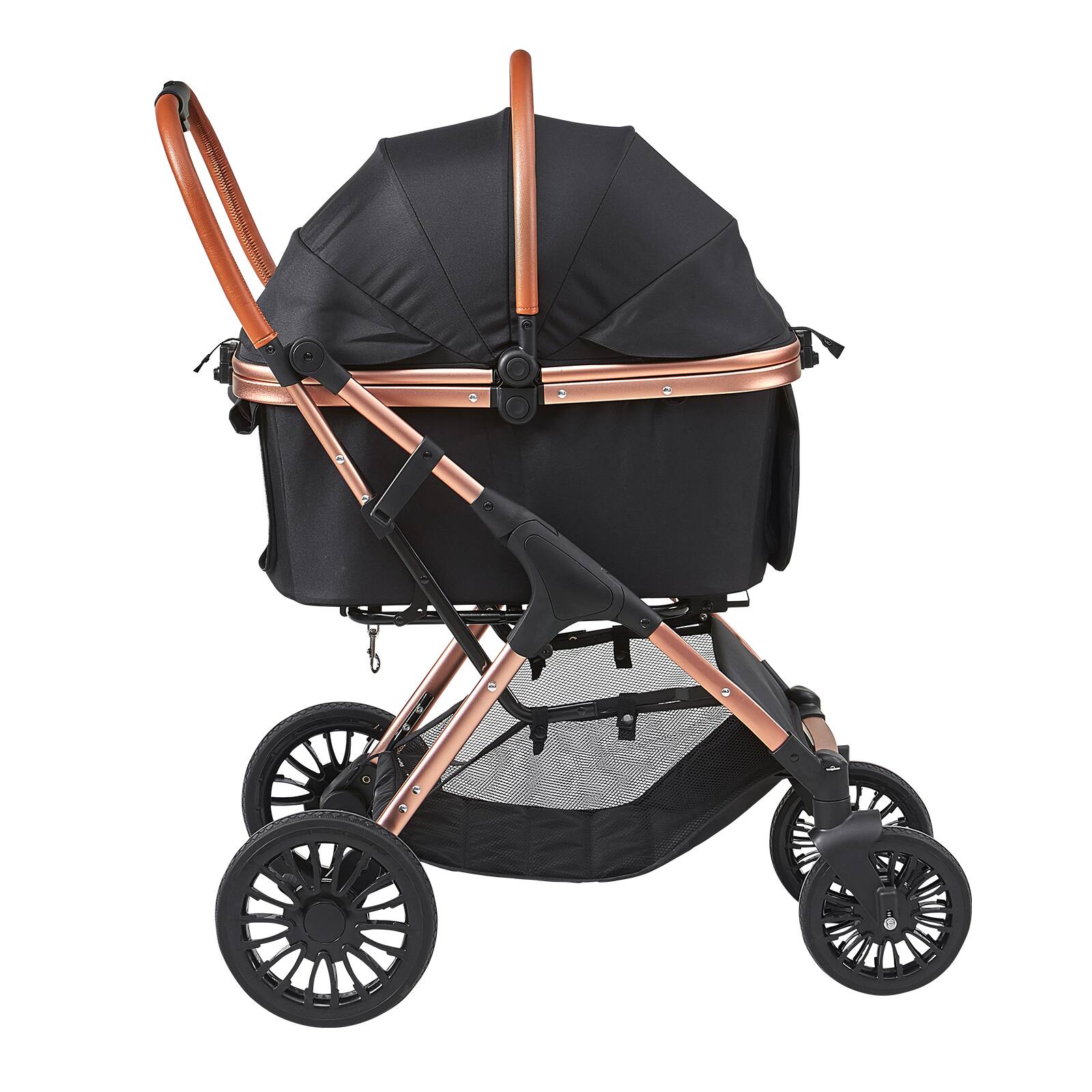 Alt View 5. VEVOR - Pet Stroller, 4 Wheels Dog Stroller Rotate with Brakes, 66 lbs Weight Capacity, Puppy Stroller with Detachable Carrier - Black.