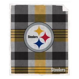 Pegasus - Pittsburgh Steelers 60- x 70- Plaid Steel Ultra Cozy Sherpa Blanket - Multicolor