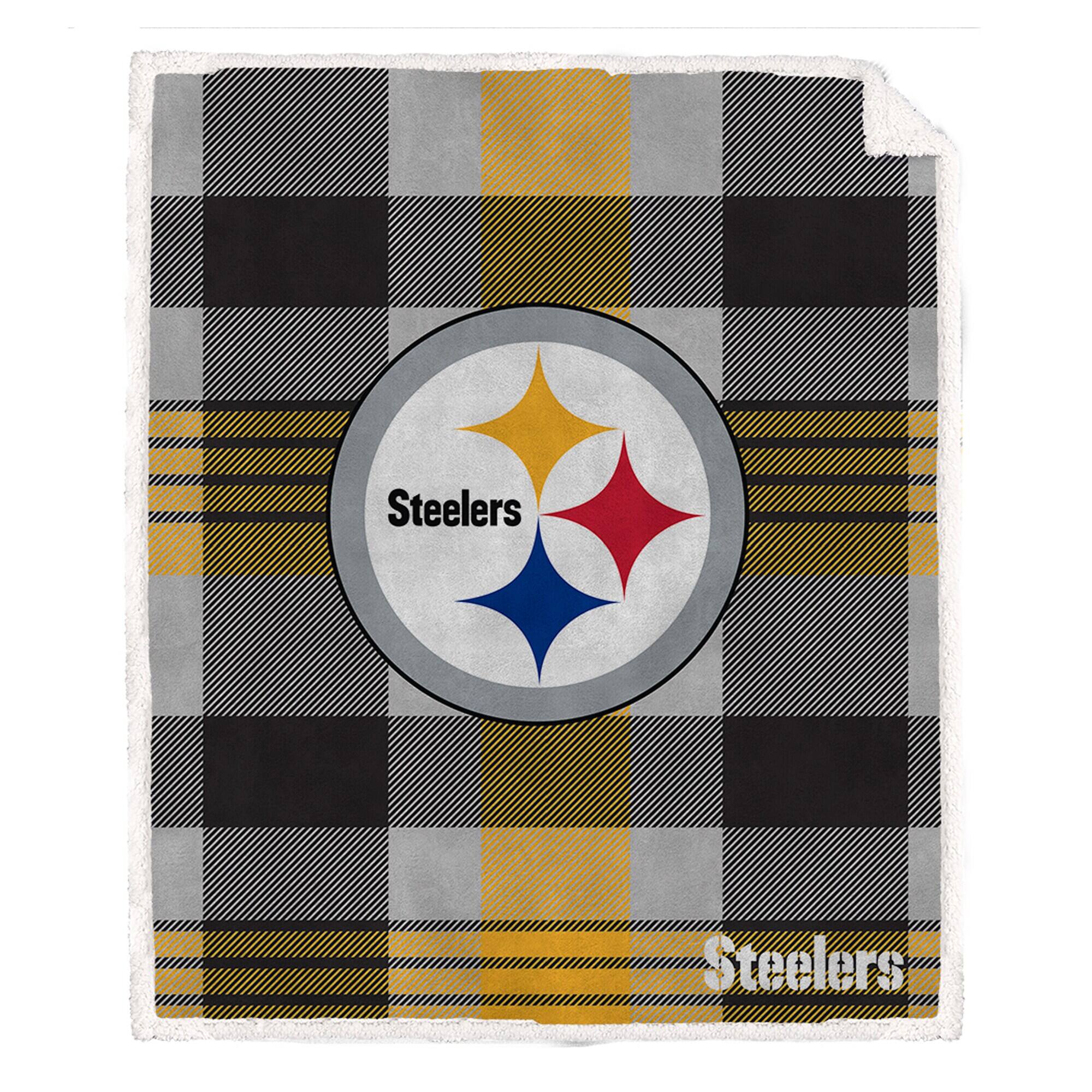 Pegasus - Pittsburgh Steelers 60- x 70- Plaid Steel Ultra Cozy Sherpa Blanket - Multicolor