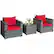 Front. Costway - 3 PC Patio Rattan Furniture Bistro Set Cushioned Sofa Chair Table - Red.
