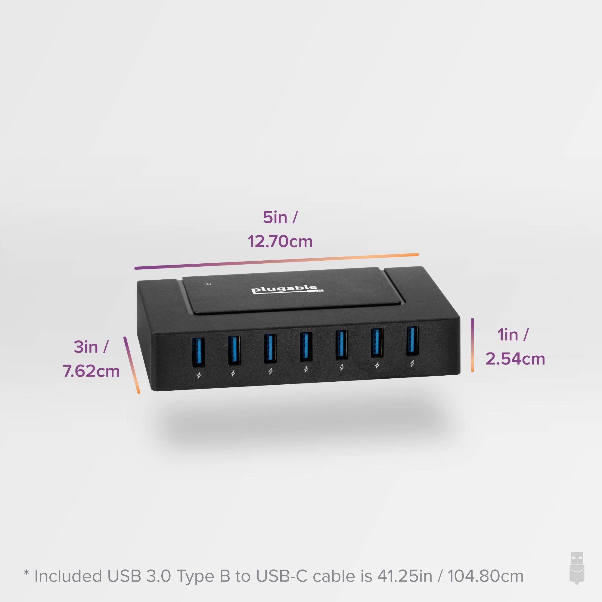 5in / 12.70cm  
3in / 7.62cm  
1in / 2.54cm  

*Included USB 3.0 Type B to USB-C cable is 41.25in / 104.80cm