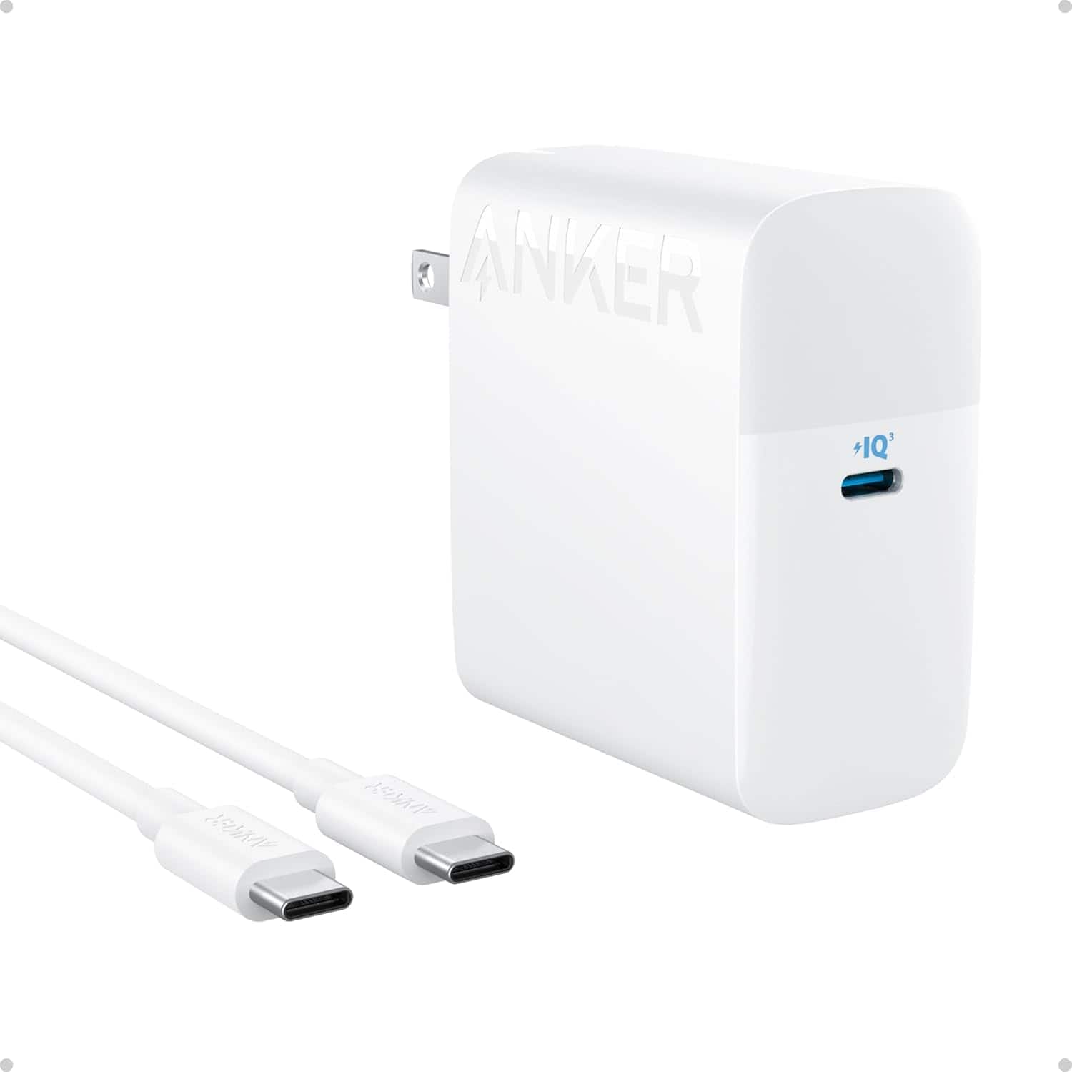 Anker - MacBook Pro Charger, Compact and Foldable 100W - White