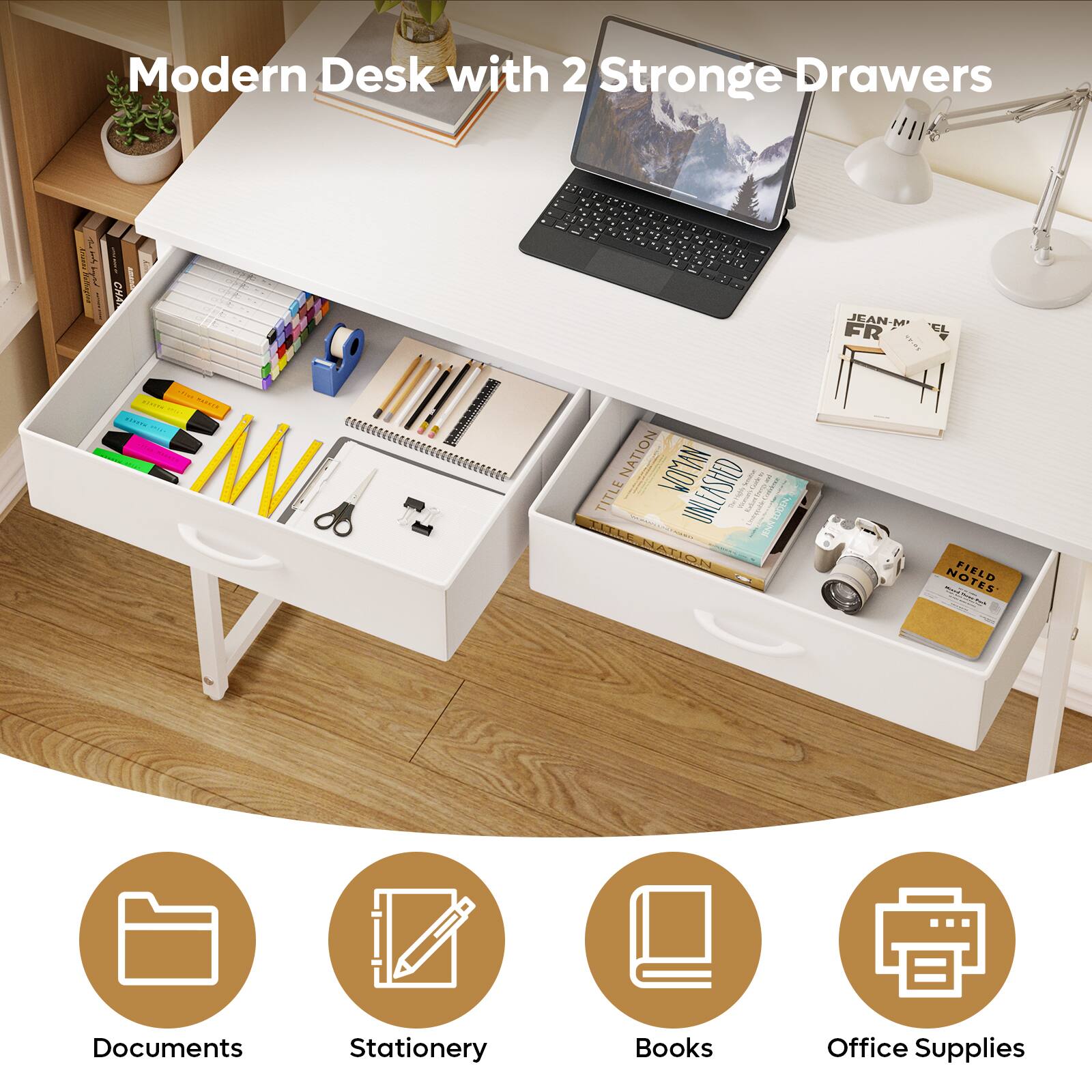 Modern Desk with 2 Stronge Drawers

Documents Stationery Books Office Supplies