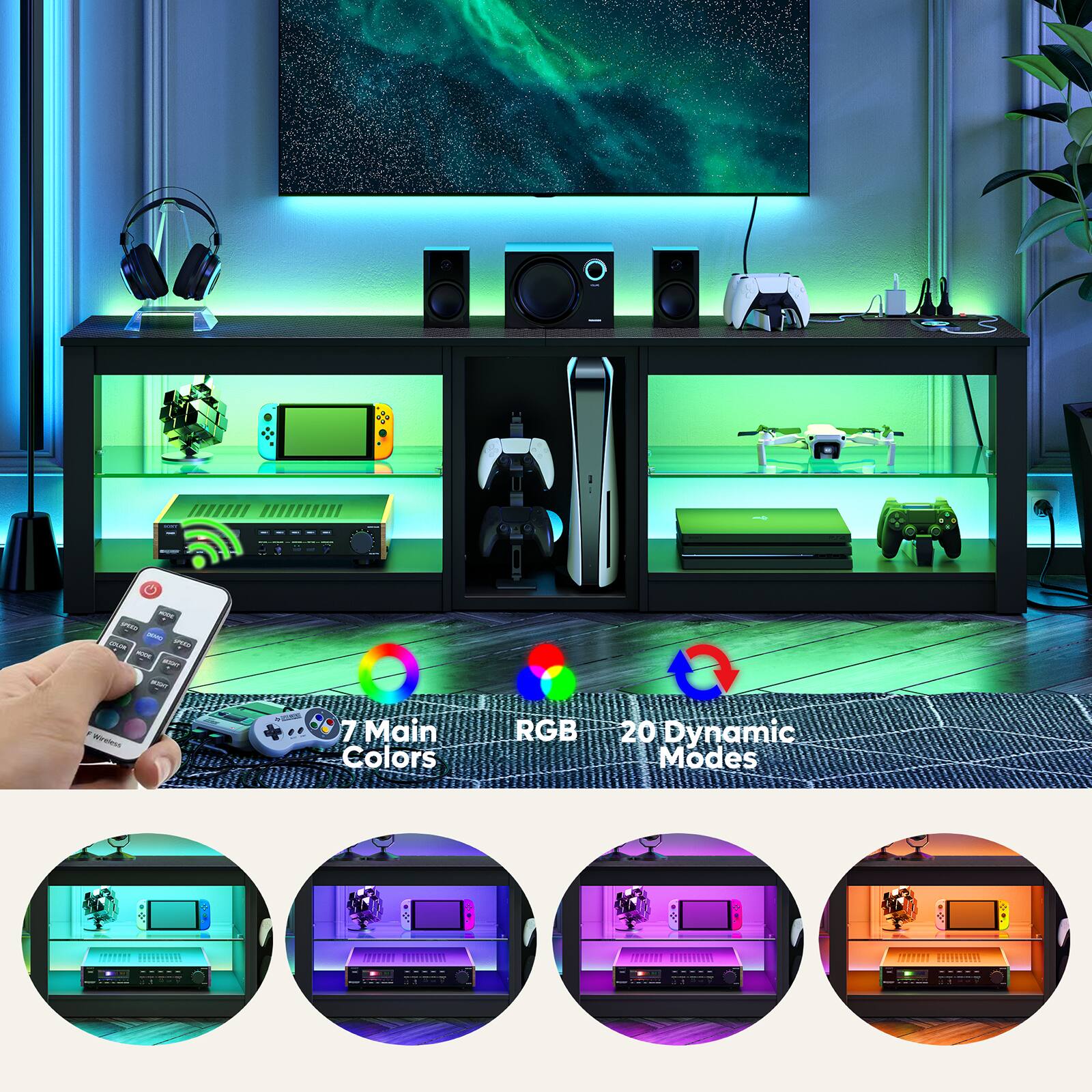 - - - m -A -N - W  
7 Main Colors RGB 20 Dynamic Modes