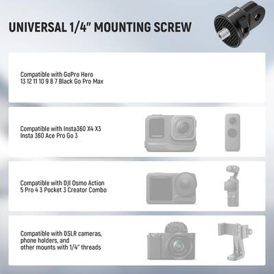 HENGBIRD Statief Adapter met Moersleutel, Action Cam Houder 1/4 inch HENGBIRD Statief Adapter met Moersleutel, Action Cam Houder 1/4 inch