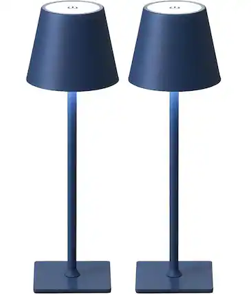 Front. FINEAK - Portable Cordless LED Table Lamp with 3-Color Stepless Dimming - Blue-2.