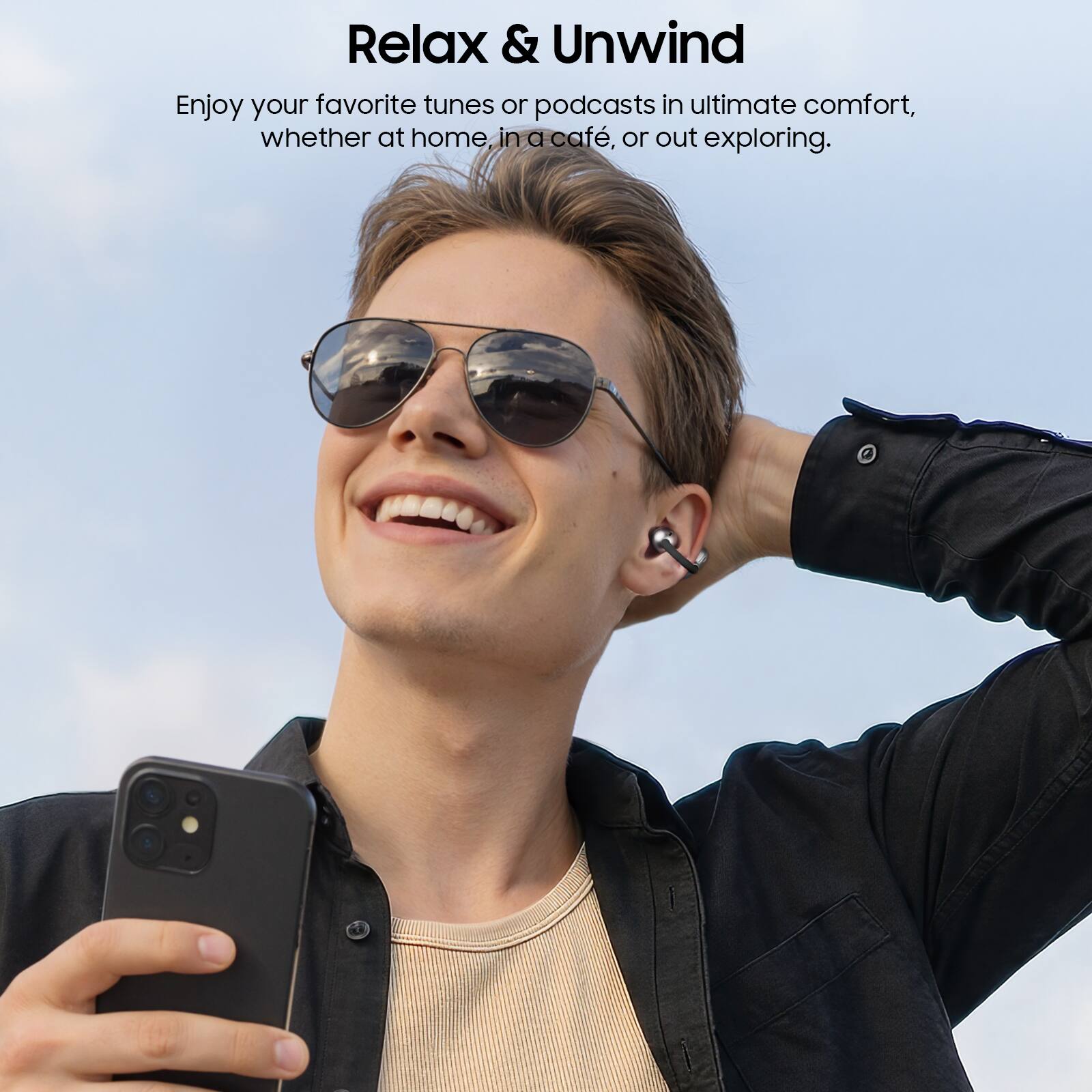 Relax & Unwind

Enjoy your favorite tunes or podcasts in ultimate comfort, whether at home, in a café, or out exploring.