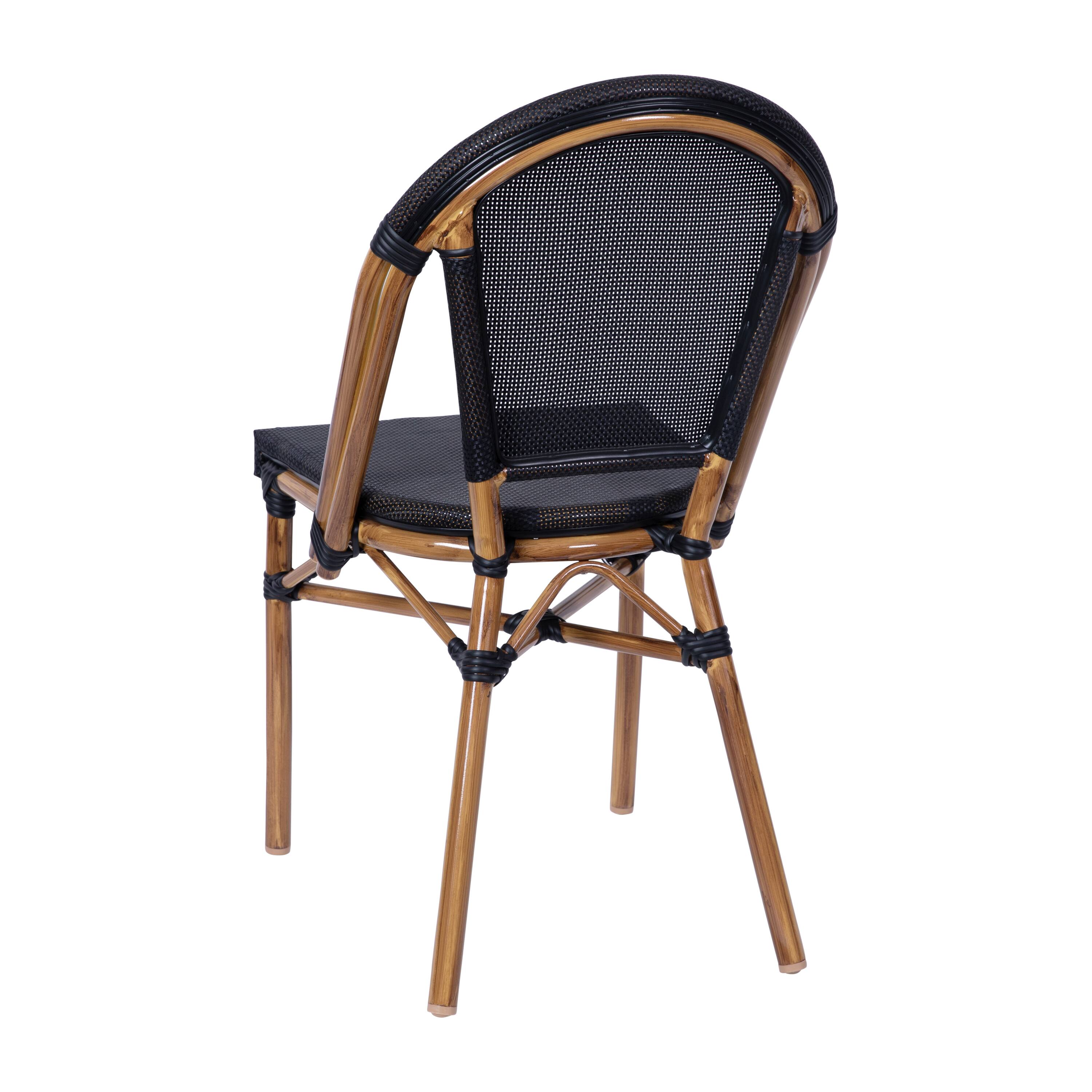 Alt View 8. Emma + Oliver - Massalia Indoor/Outdoor Stacking Bistro Style Chairs with Textilene Seat and Aluminum Frame - Black/Natural Frame.