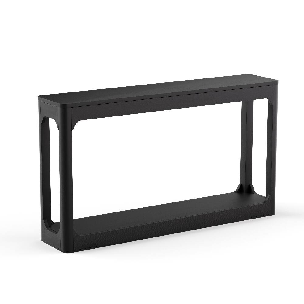 Alt View 4. Loheer - Loheer 55.1-Inch Black Console Table Narrow Hallway Table Slim Side Table Curved-Leg Sofa Table - Black.